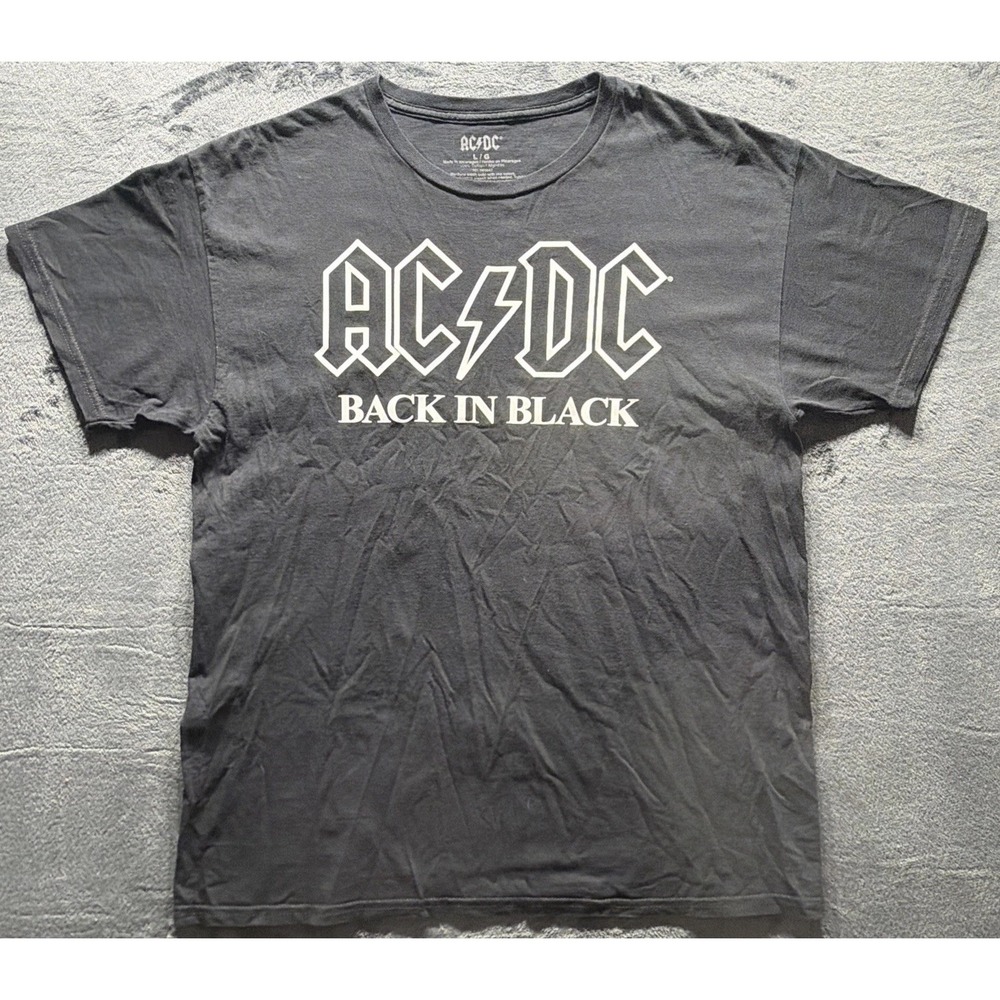 AC⚡️DC Back in Black Graphic Retro Concert Band T-Shirt Black Sz. Large